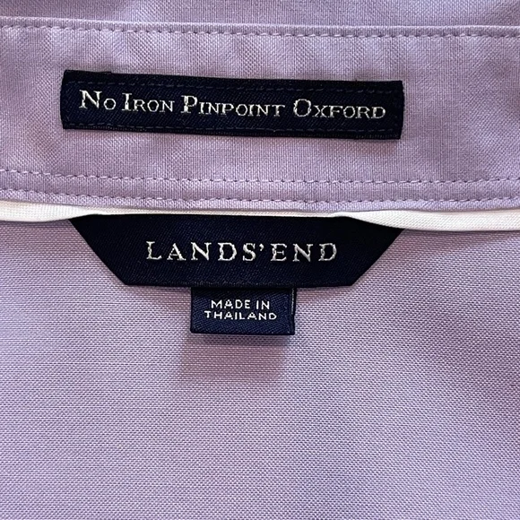 Land's End Shirt Women's Plus 24W Purple No Iron Pinpoint Oxford 3/4 Sleeve - Picture 7 of 11